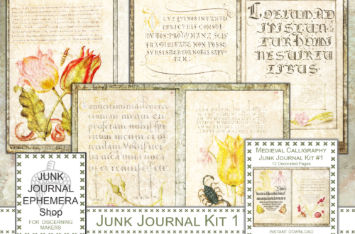 Medieval Calligraphy Junk Journal Kit 1