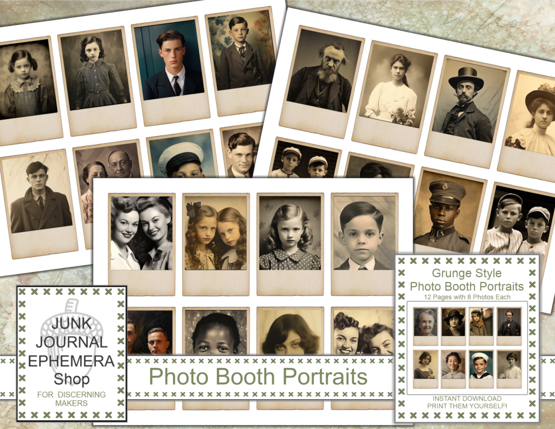 Photo Booth Portraits Vintage Ephemera