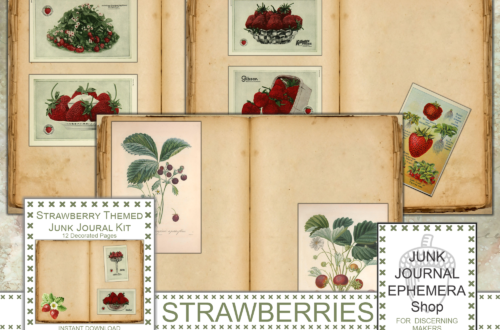 Strawberry Themed Junk Journal Kit