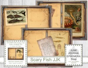 Steampunk Scary Fish Junk Journal Kit 