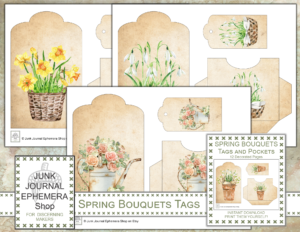 Spring Bouquets Tags and Pockets 