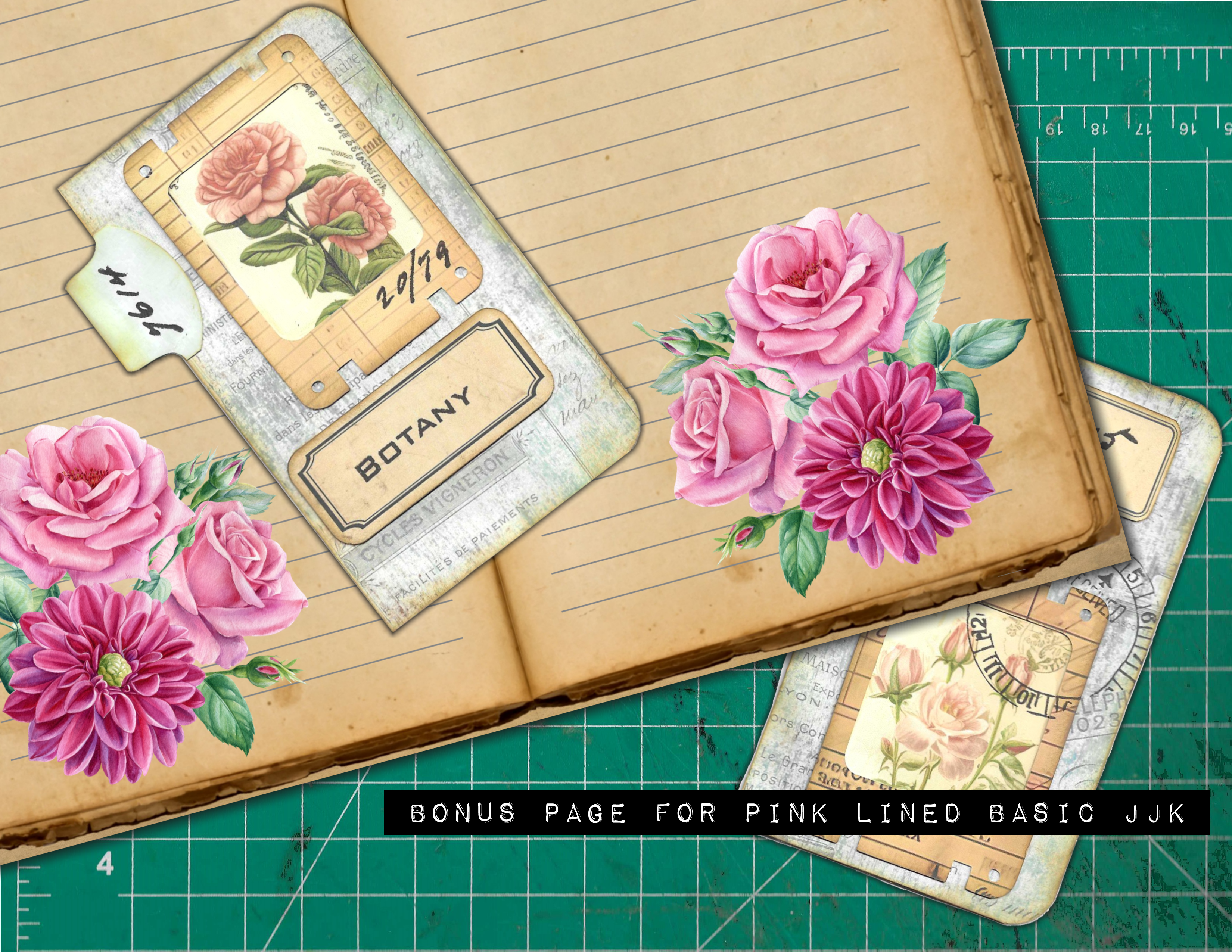 FREE Bonus Page for Pink Floral Lined Pages Basic Junk Journal