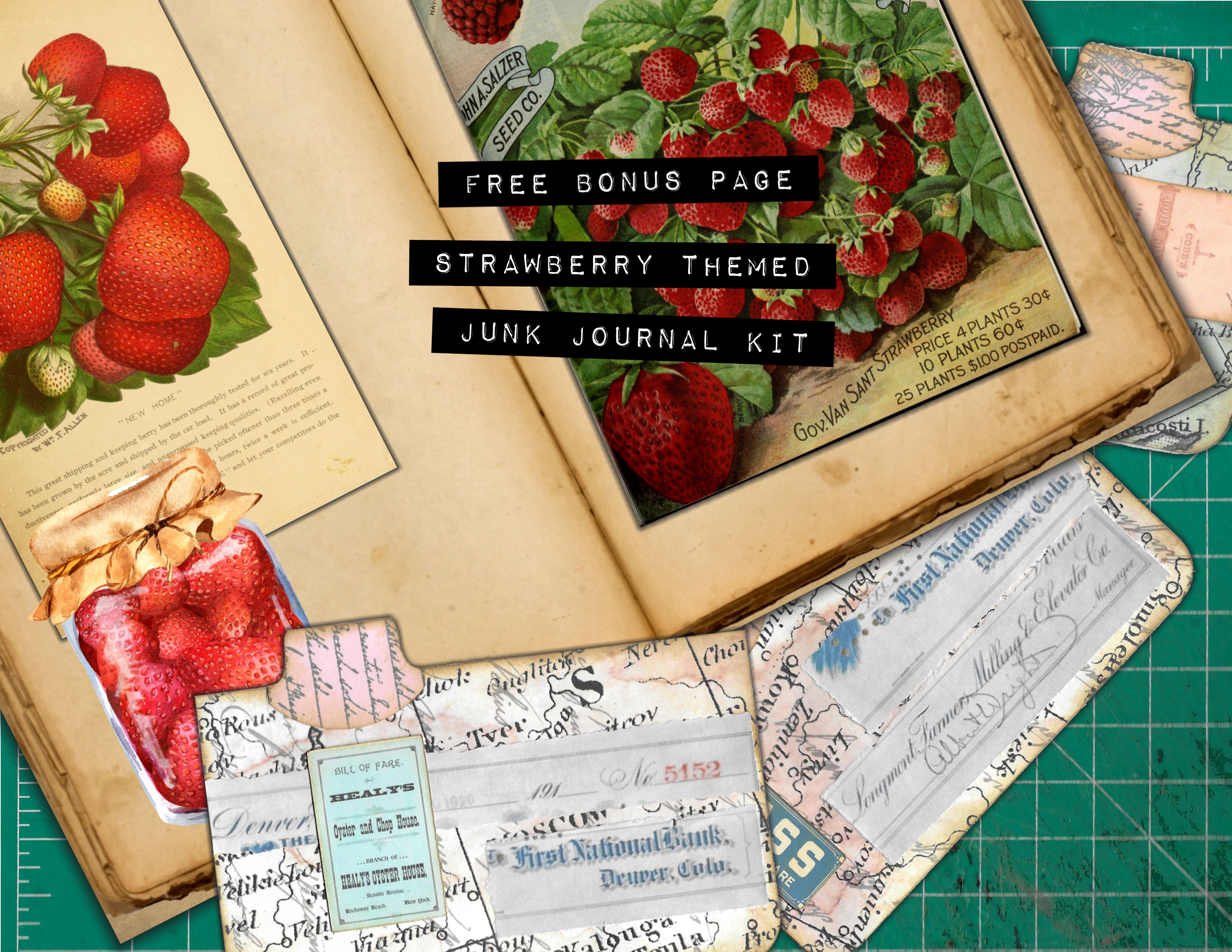 FREE Bonus Design for Strawberry Themed Junk Journal Kit