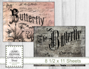 Vintage Butterflies Printables, Reverse Pages