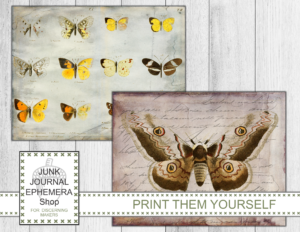 Vintage Butterflies Printables, Reverse Pages