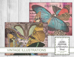 Vintage Butterflies Printables, Reverse Pages