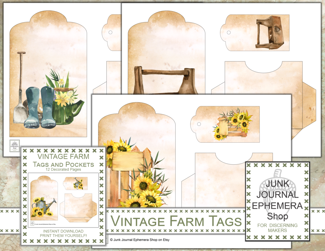 Vintage Farm Tags and Pockets