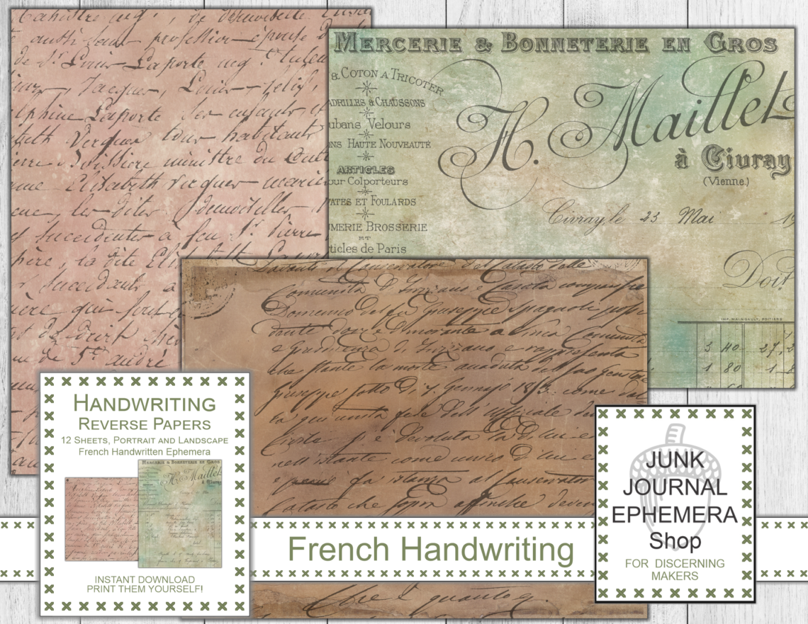 French Handwriting Reverse Page Printable Papers