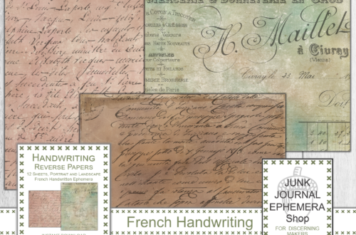 French Handwriting Reverse Page Printable Papers