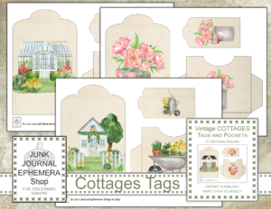 Vintage Cottages Tags and Pocket Sets Bonus Design