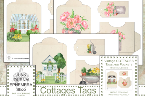 Vintage Cottages Tags and Pocket Sets Bonus Design