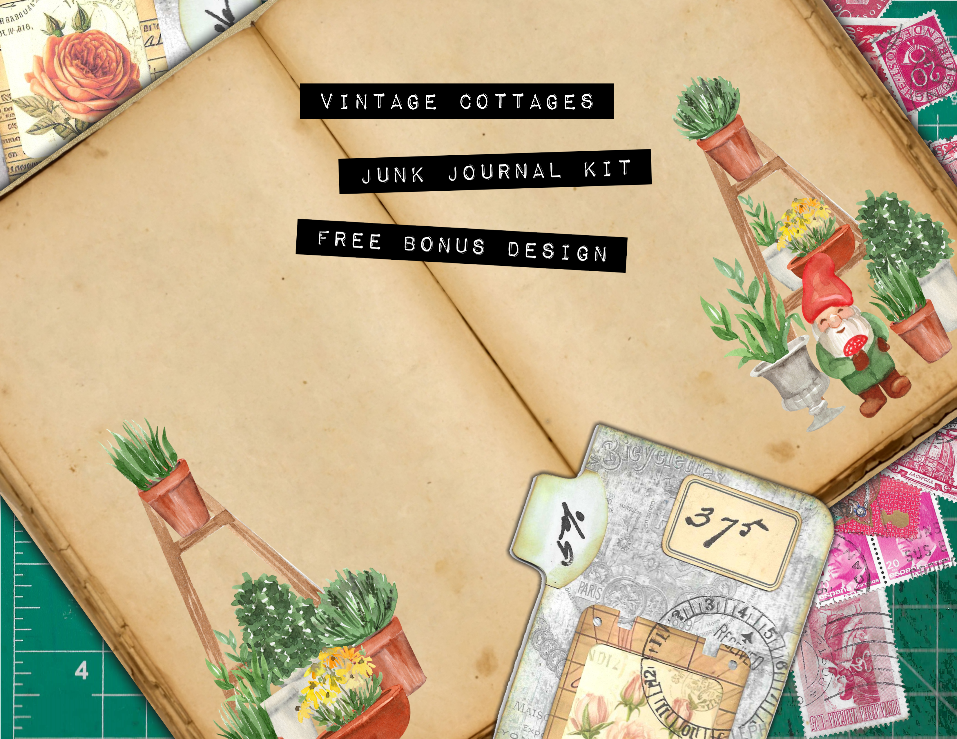 Vintage Cottages Junk Journal Kit BONUS Design