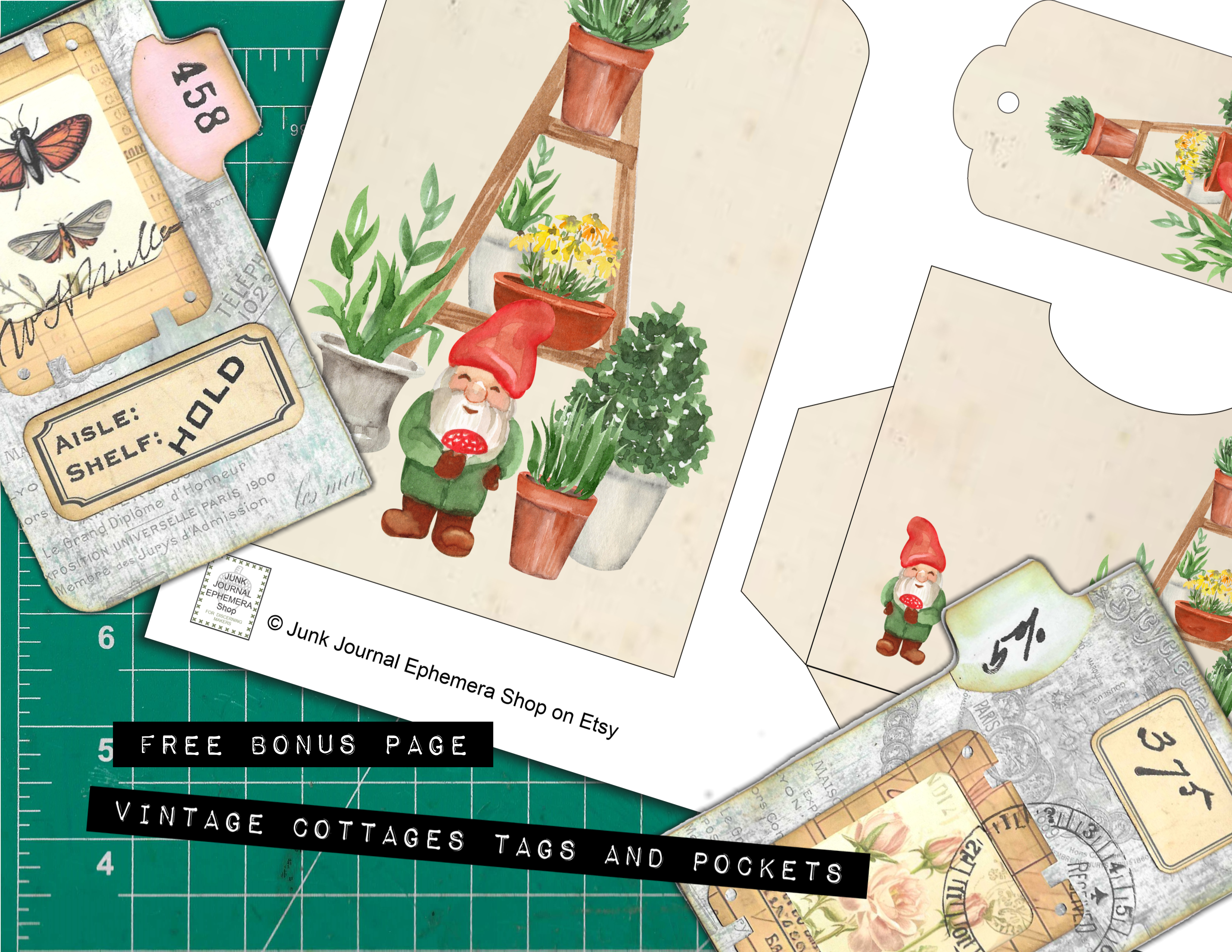 Bonus Design for Vintage Cottages Tags and Pocket Sets