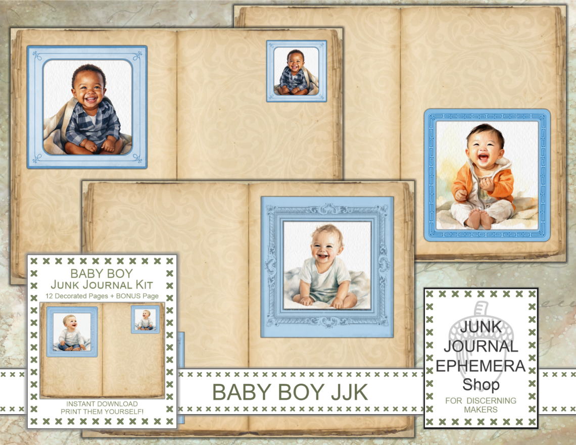 Baby Boy Junk Journal Kit just added to my Etsy Shop