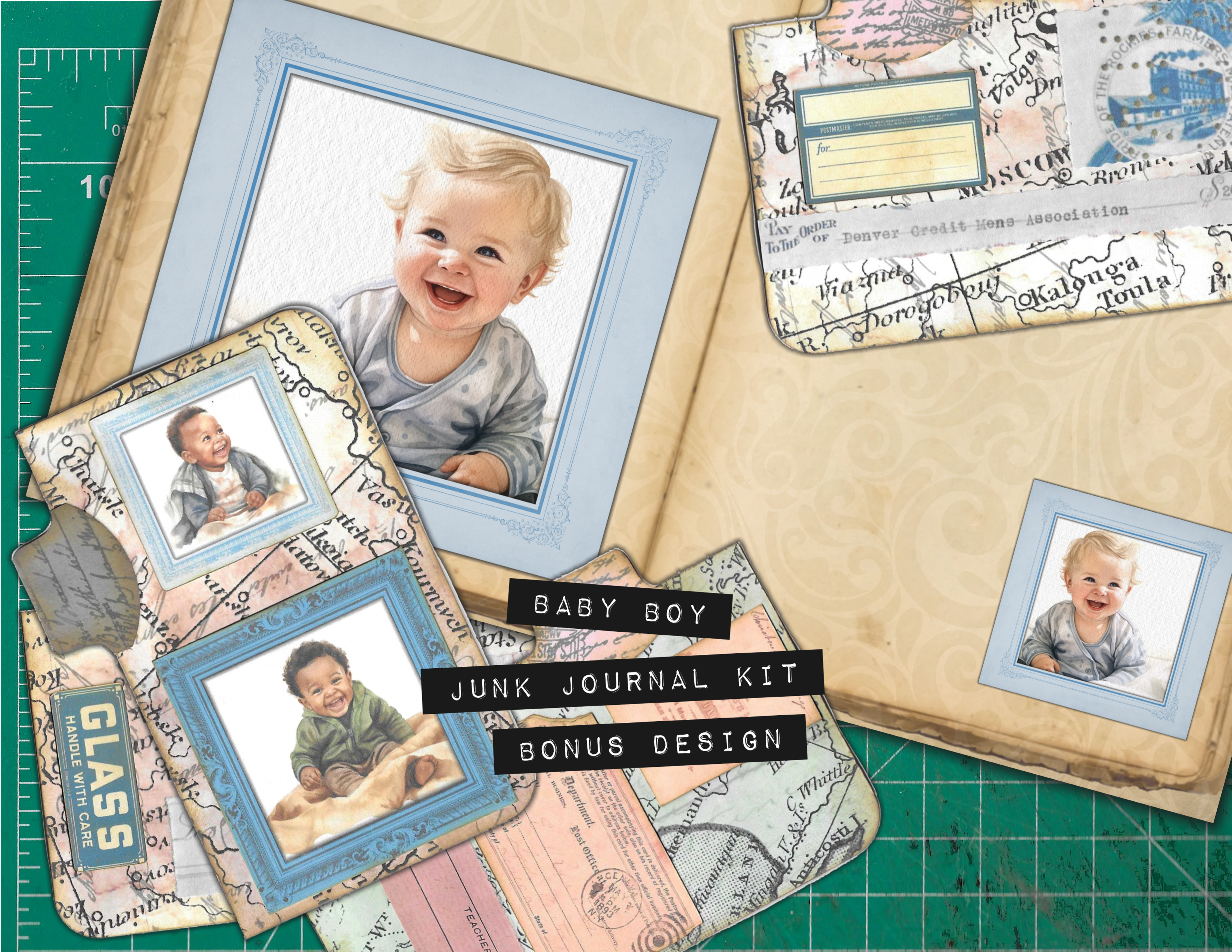 BONUS Design for Baby Boy Junk Journal Kit