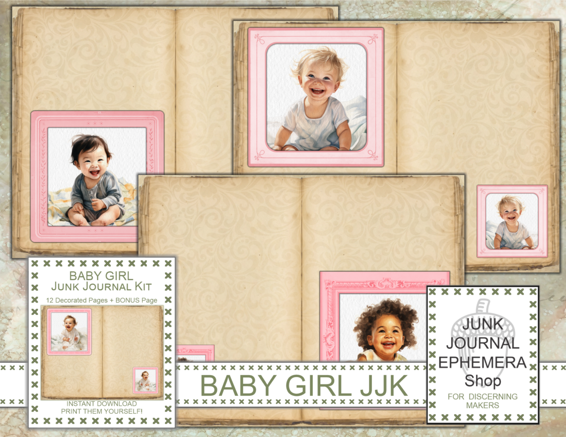 Baby Girl Junk Journal Kit