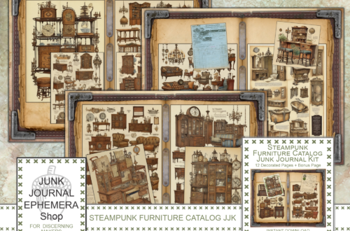 Steampunk Furniture Junk Journal Kit with Bonus Design