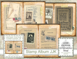 Vintage Grunge Stamp Album Junk Journal Kit just added to my Etsy Shop 