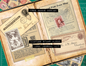 FREE Bonus Design for Vintage Grunge Stamp Album Junk Journal Kit