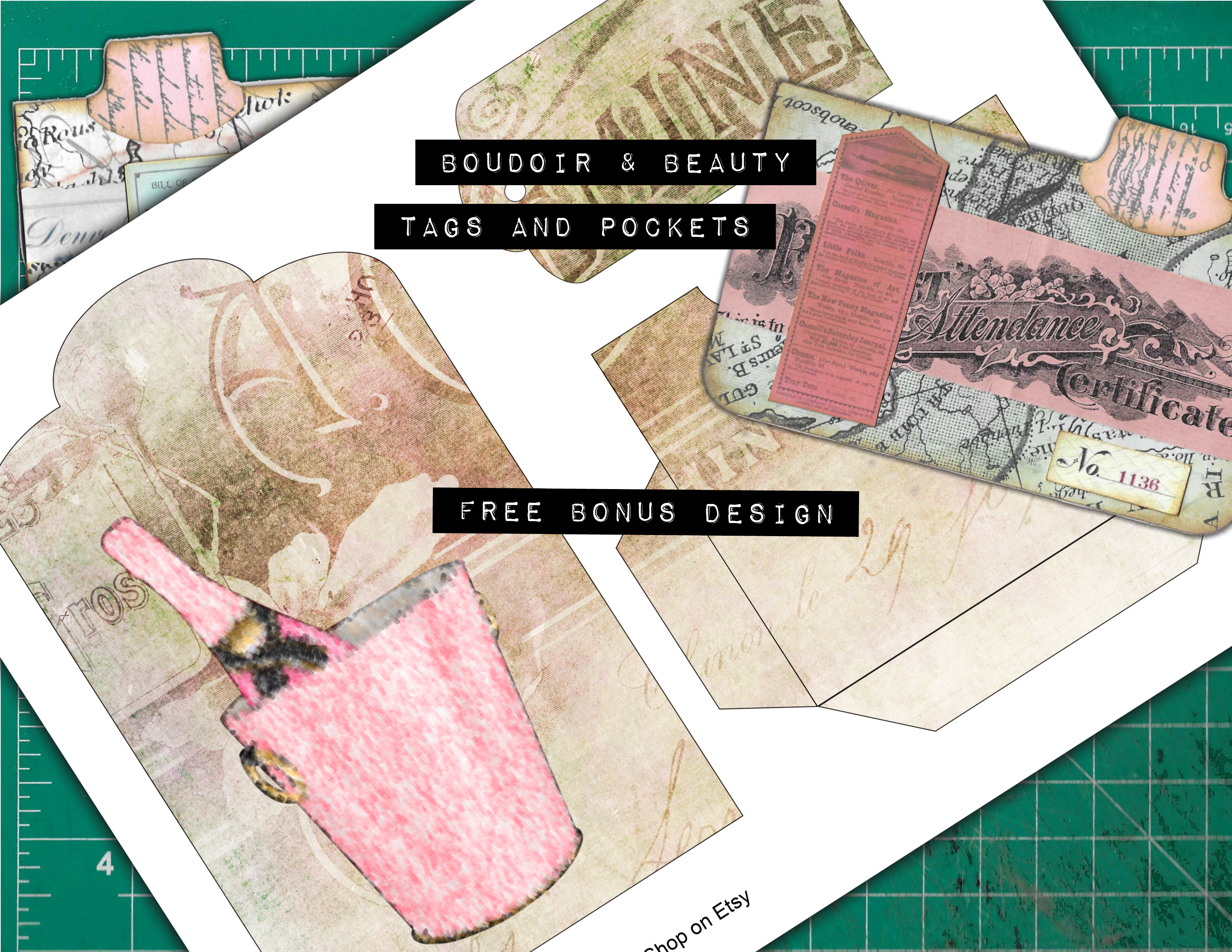 Bonus Design for Boudoir and Beauty Tags and Pockets