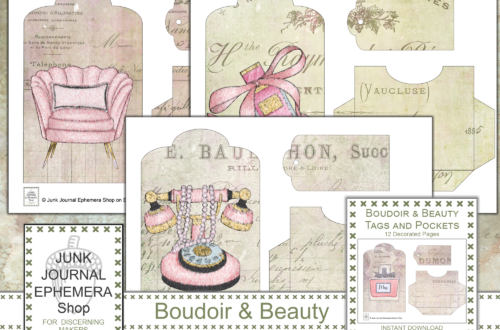 Boudoir and Beauty Tags and Pockets just added to my Etsy Shop