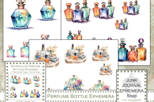 Watercolor Perfume Bottles Ephemera just added to my Etsy Shop