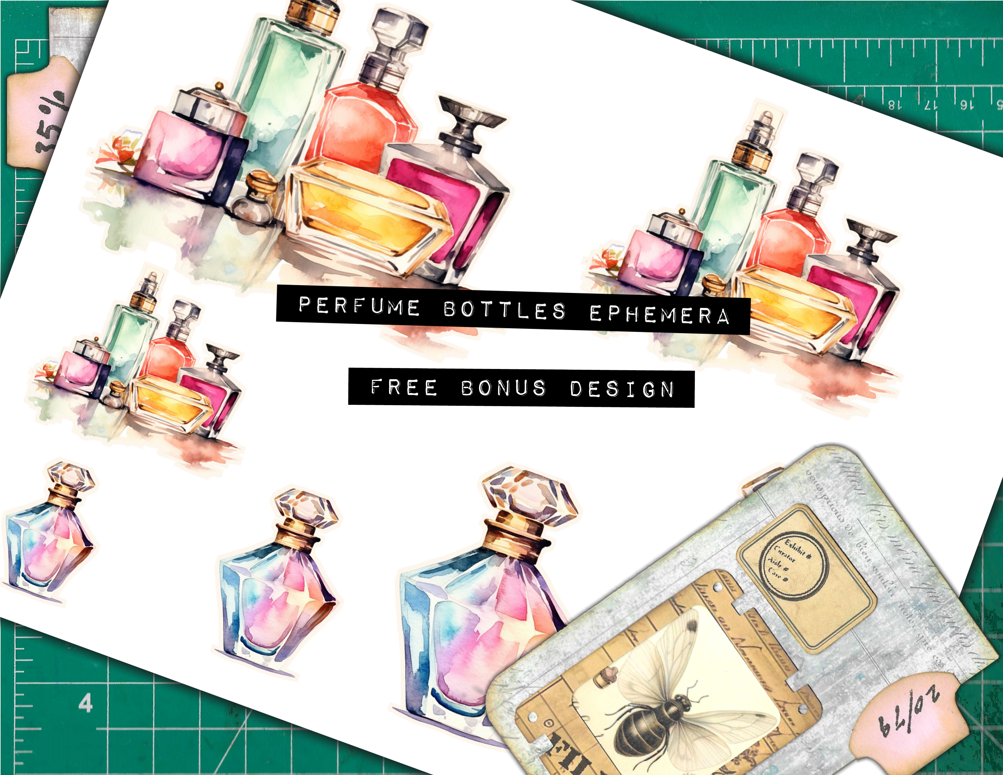 Bonus Design for Watercolor Perfume Bottles Ephemera