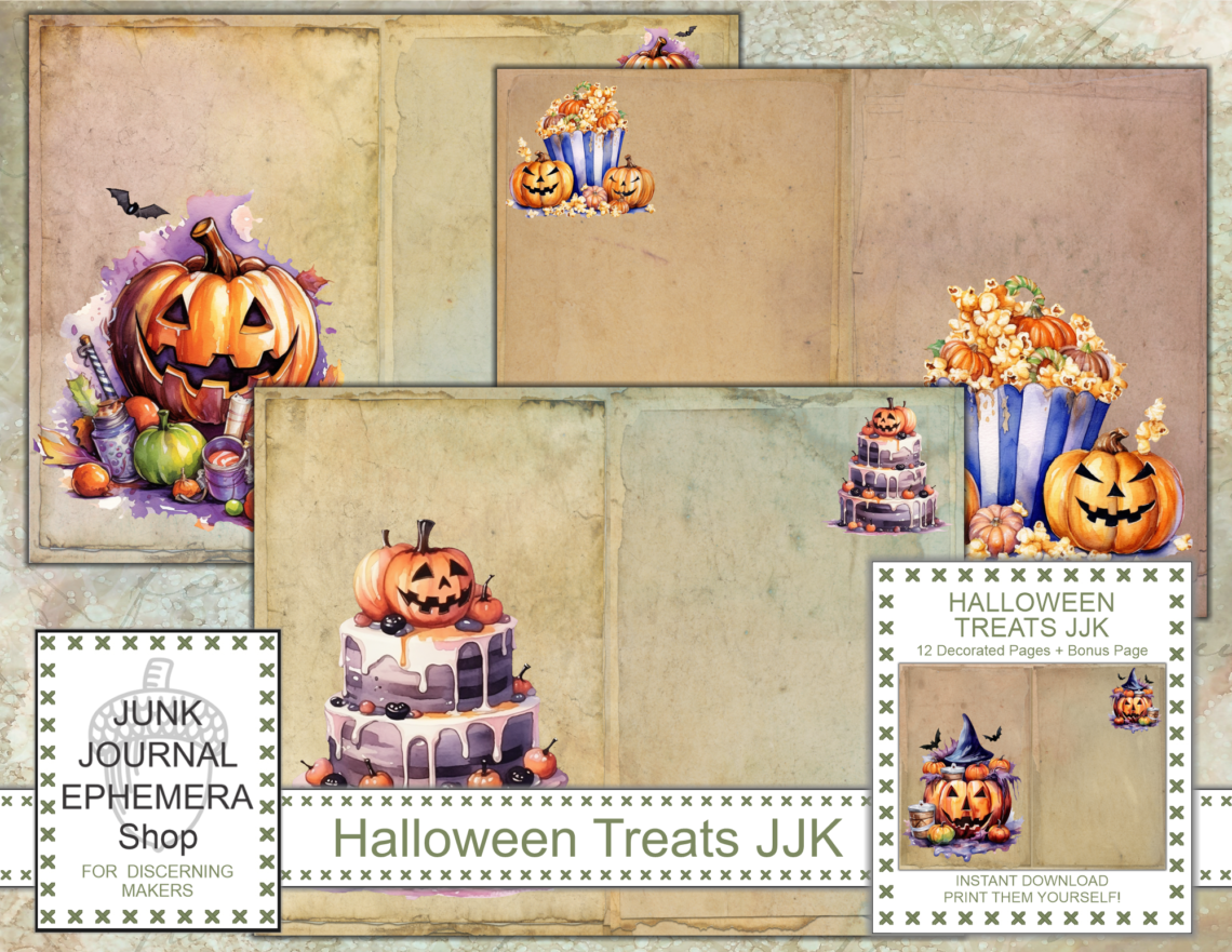 Halloween Treats Junk Journal Kit just added to my Etsy Shop