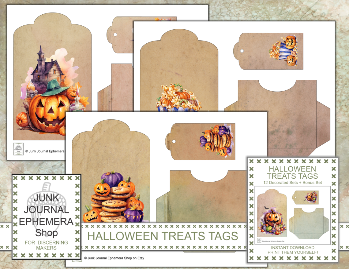 Halloween Treats Tags and Pockets just added to my Etsy Shop