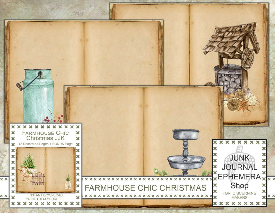 Farmhouse Chic Christmas Junk Journal Kit just added to my Etsy Shop