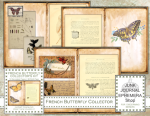 Bonus Design for Antique French Butterfly Collector Junk Journal Kit