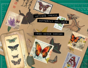 FREE Bonus Design for Antique French Butterfly Collages