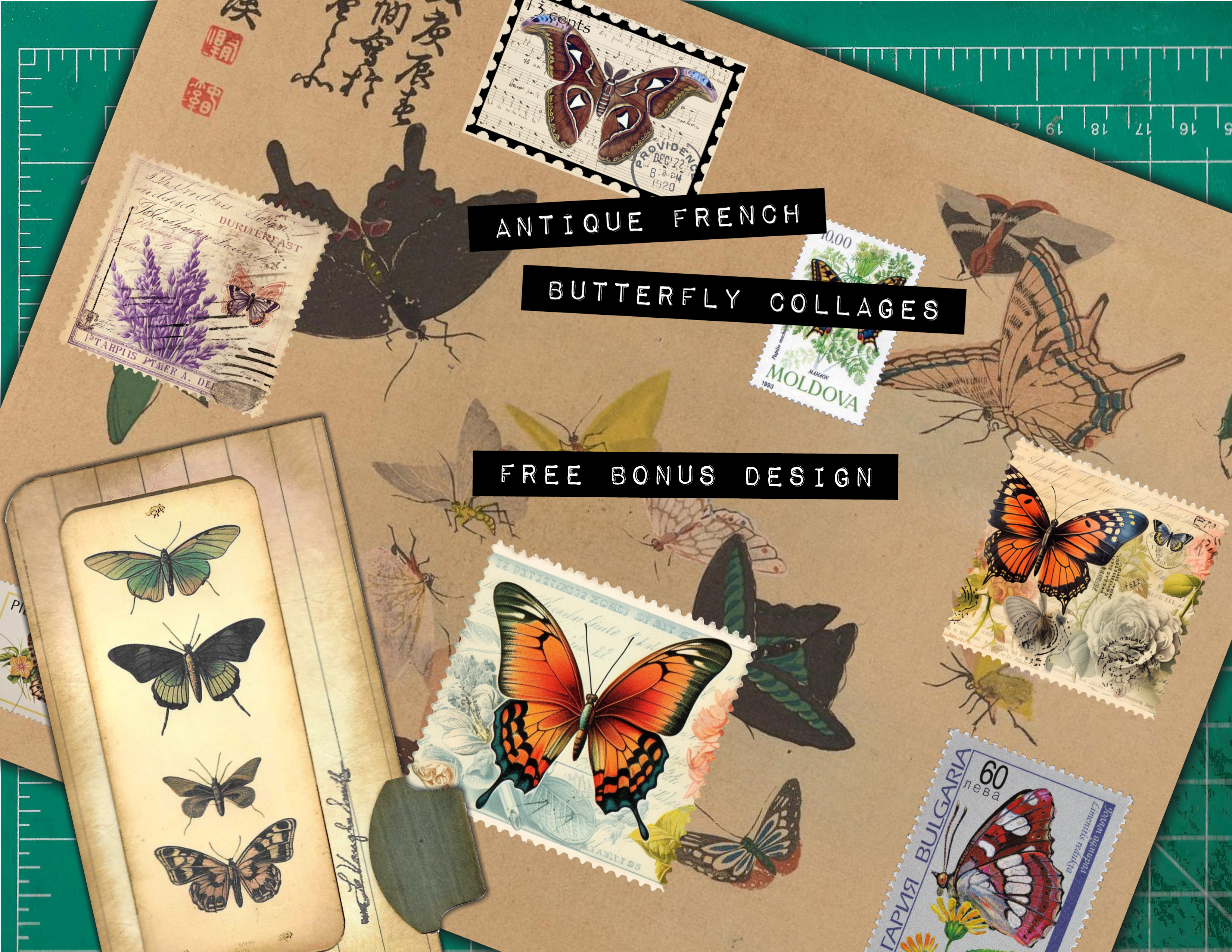 Bonus Design for Antique French Butterfly Collages