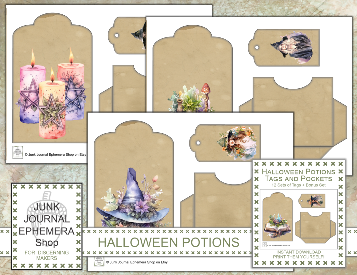 Halloween Potions Tags and Pockets