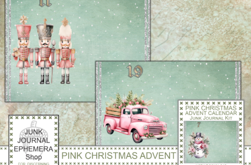 Pink Christmas Advent Calendar Junk Journal Kit