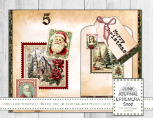 How to Use Alphabets for Vintage Christmas Postage Stamps Advent Calendar Junk Journal Kit