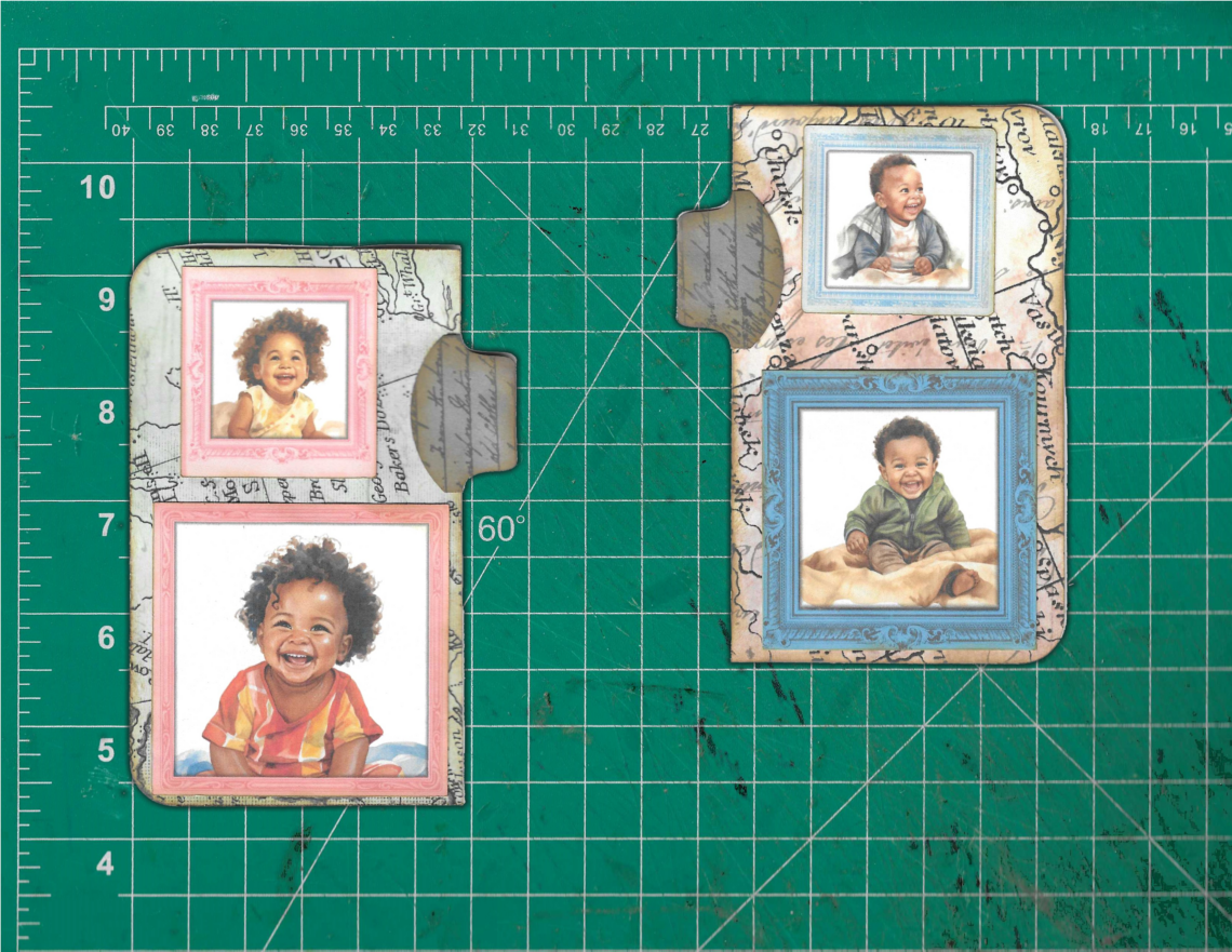junk journal baby ephemera card with vintage map background