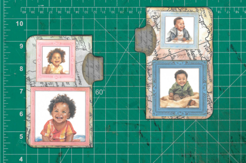 junk journal baby ephemera card with vintage map background